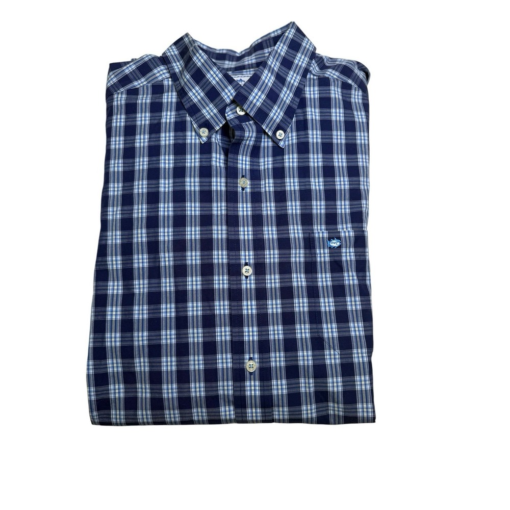 Southern Tide Button Down Shirt Mens Large Blue Plaid Classic Fit Long Sleeve